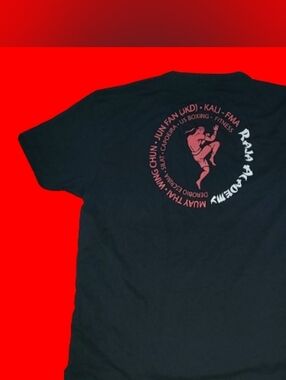 Raja Academy T-shirt, Black XL V-neck, Boxing, MMA, Muay Thai, Capoeira, FMA
